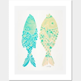 indonesian fish turquoise cream Posters and Art